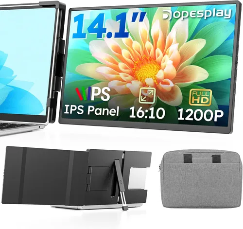 Vista 10 de Extensor de pantalla para laptop, monitor portátil externo FHD 1200P IPS de 14 pulgadas para laptop, monitor de pantalla dual Plug & Play