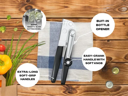 Vista 7 de Abrelatas resistente con imán – Abrelatas comercial manual para personas mayores, de mano, hoja afilada, borde liso, perilla plegable para un fácil