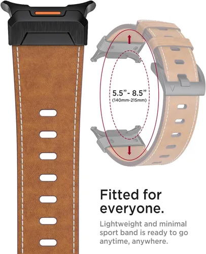 Vista 3 de Miimall Leather Band for Samsung Galaxy Watch Ultra 2 2026/1 47mm, Premium Full Grain Leather Strap with Metal Connector Rugged Elegant Replacement