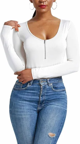 Vista 4 de EOYDVO Mono de manga larga con cremallera y cuello redondo para mujer