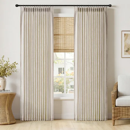 Vista 16 de MIULEE Cortinas de lino gruesas con pinzas plegadas de 96 pulgadas de largo, 2 paneles para sala de estar y dormitorio, cortinas de ventana Natural