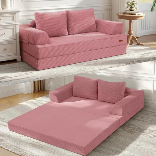 Vista 31 de COMAX Sofá cama futón, sofá cama convertible 4 en 1, sofás deshuesados para sala de estar, sofá biplaza plegable pequeño plegable que ahorra Gris