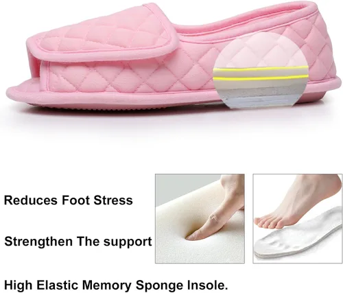 Vista 42 de Git-up -Pantuflas para mujer con diabetes/artritis/edema, cierre ajustable, espuma viscoelástica, punta abierta, extra ancha