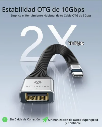 Vista 2 de Cable adaptador USB-A hembra a USB-C macho OTG, 10 Gbps, 5