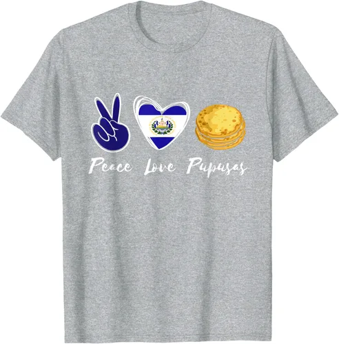 Vista 53 de Pupusas Lover Love Peace El Salvadaor Camiseta Comida Salvadoreña