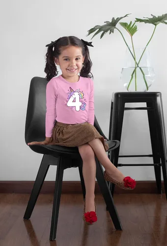 Vista 16 de Camisetas de unicornio para 4º cumpleaños para niñas pequeñas, camiseta de 4 años y cuarto