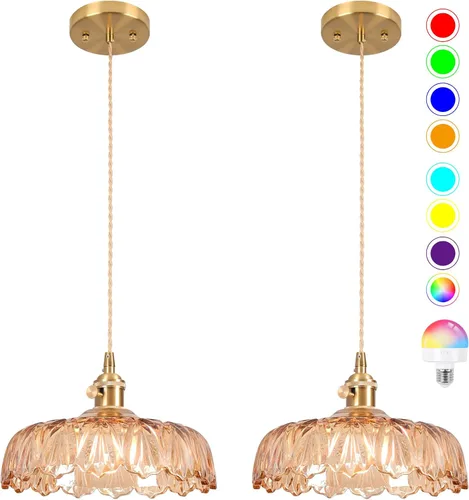 Vista 48 de Luminarias de Lámpara Colgante, Lámpara Colgante con Enchufe de Cristal de 6.6 Pulgadas, Lámpara Colgante de Cristal, Iluminación Colgante E26