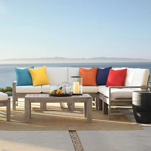 Vista 7 de Paquete de 2 fundas de almohada para exteriores, fundas de almohada decorativas de línea sólida, impermeables, para jardín, patio, sofá, decoración