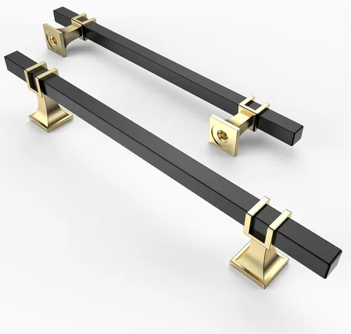 Vista 30 de Asidrama - Paquete de 10 manijas para alacena de 3 pulgadas (76mm) de color negro mate y dorado, tiradores para gabinete, accesorios para gabinete