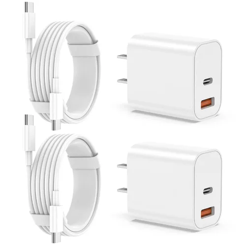Vista 9 de Cargador para iPhone 17 16 15 de carga rápida, bloque de cargador de pared USB C de 20 W con cable de tipo C a C de 10 pies para Apple iPhone 17/17