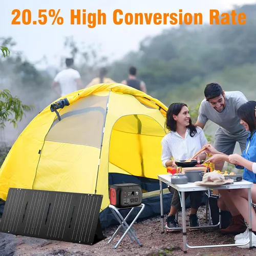 Vista 7 de Cargador de panel solar plegable portátil de 60 W para acampar al aire libre 12 voltios impermeable de alta eficiencia Kit de panel solar y estación