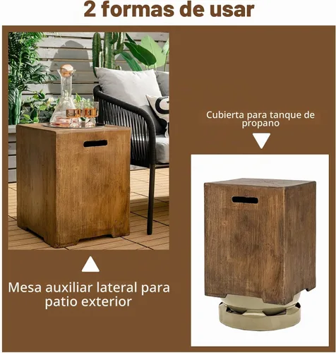 Vista 4 de GIANTEX Mesa escondida de tanque al aire libre, mesa auxiliar de patio Marrón