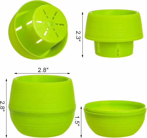 Vista 2 de Elsjoy Paquete de 30 mini macetas para suculentas, macetas de plástico de 3 pulgadas, macetas pequeñas y lindas para suculentas con drenaje