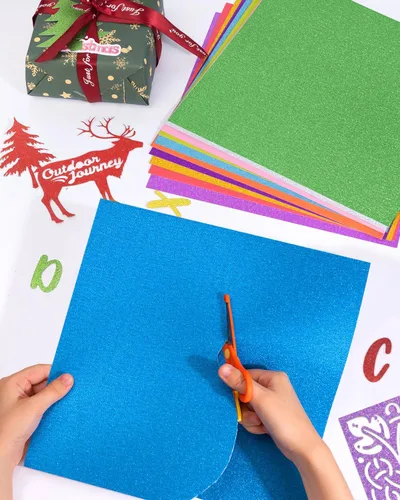 Vista 7 de Papel de cartulina con purpurina de 12 x 12 pulgadas, 92 libras, papel con purpurina de 92 libras, 60 hojas para álbumes de recortes, fabricación
