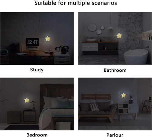 Vista 4 de Lámpara LED de luz nocturna con sensor de atardecer a amanecer para pasillo, cocina, baño, dormitorio, decoración en forma de estrella