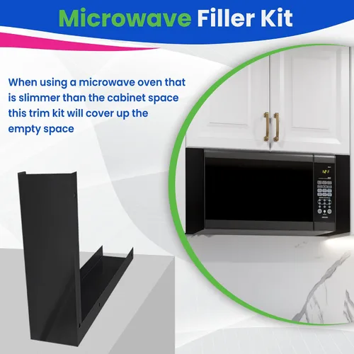 Vista 5 de Kit Universal de Molduras para Microondas - Kit de Relleno de Microondas de Metal Negro que se Adapta a la Mayoría de Microondas Empotrados - Llena