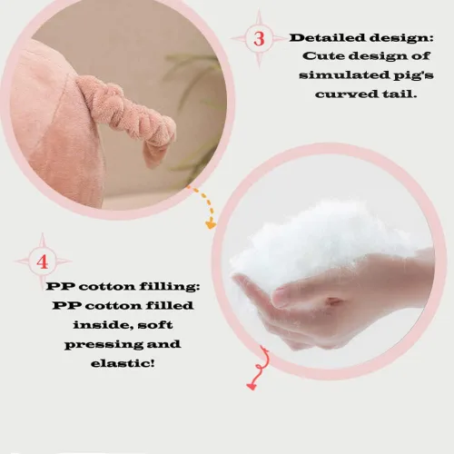 Vista 5 de Peluche de cerdo rosa de 15.7 pulgadas, almohada de peluche para niños