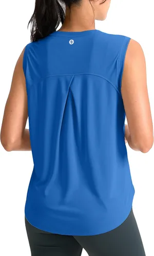 Vista 21 de SANTINY Camiseta sin mangas de entrenamiento para mujer, camiseta atlética Negro