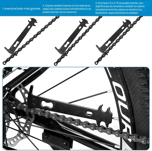 Vista 6 de Alicates de eslabones de bicicleta + herramienta divisora de cadena + comprobador de cadena + 3 pares de eslabones faltantes de bicicleta, abridor
