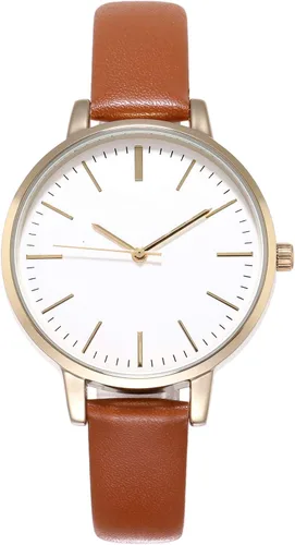 Vista 14 de Relojes para mujer, correa de cuero, relojes de cuarzo de lujo, impermeables, a la moda, reloj de pulsera creativo para mujeres y señoras