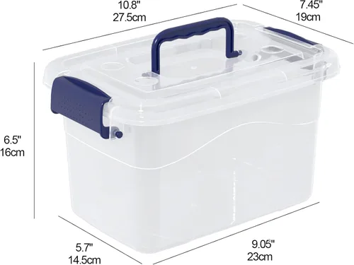 Vista 2 de Paquete de 6 cajas de almacenamiento de plástico de 5 cuartos de galón con asa, contenedor de almacenamiento transparente