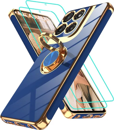 Vista 66 de Funda para Motorola Moto G 5G 2024: Funda Moto G Play 5G 2024 con 2 piezas de protectores de pantalla, soporte de anillo de rotación de 360°