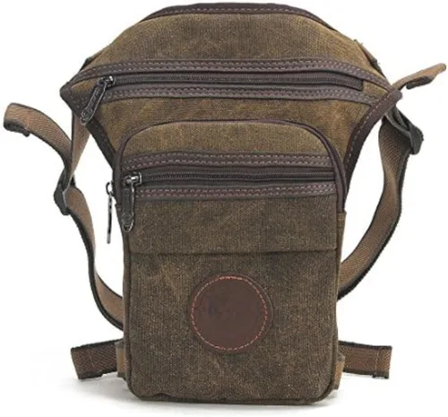 Vista 31 de Canvas Drop Leg Bag Outdoor Waist Pack for Men Women Tactical Military Motorcycle Bike Cycling Multi-Pocket Waist Fanny Pouch Travel Hiking Climbing