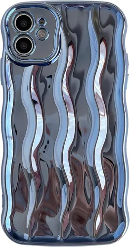 Vista 18 de Caseative Funda para iPhone 11, diseño de ondas rizadas, suave, compatible con iPhone (azul, iPhone 11)
