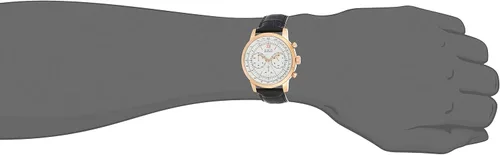 Vista 4 de Guess Relojes de cuero Guess para hombre, reloj de oro rosa, Negro, L, Correa