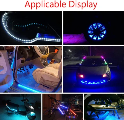 Vista 7 de ESUPPORT - Tira de luz LED (12 V, 15 LED, 11.8 in, flexible, impermeable, 4 unidades) 15 Led Vehicle Decoration Neon Light Kit Interior Exterior