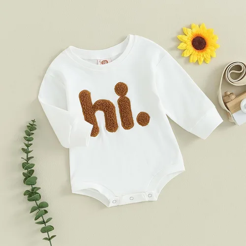 Vista 3 de VISGOGO Sudadera de gran tamaño para bebé niño y niña, mameluco de manga larga con bordado