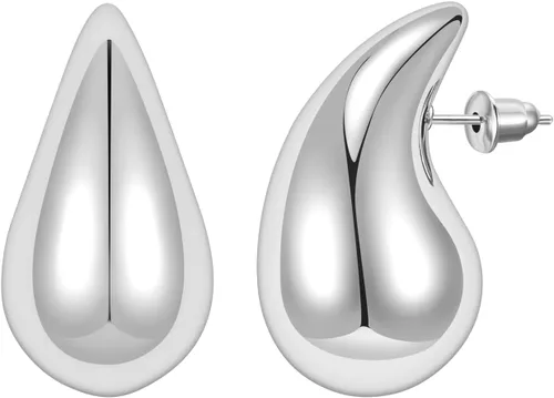 Vista 8 de Aretes de lágrima para mujer, aretes de aro de oro para mujer, aretes de plata para mujer, aretes de tuerca de moda