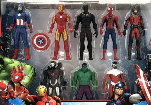 Vista 2 de Figuras de acción de Marvel Avengers - Iron Man, Hulk, Black Panther, Capitán América, Spider Man, Ant Man, War Machine y Falcon! (8)