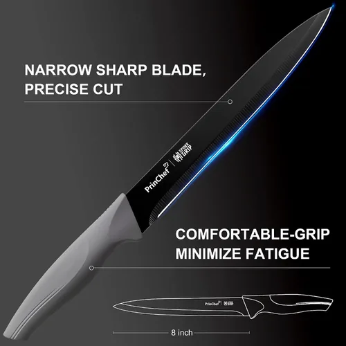 Vista 2 de PrinChef Cuchillo de trinchar para carne, cuchillo de pechuga ultra afilado de 8 pulgadas con funda, cuchillo de acero inoxidable para cortar carne