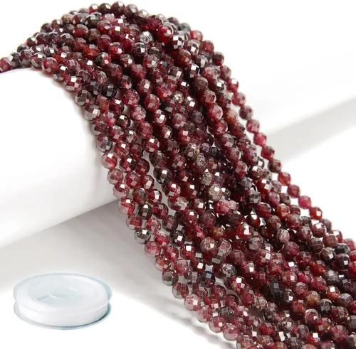 Vista 7 de AD Beads Cuentas naturales de piedras preciosas con corte de diamante micro facetado de 4 mm pequeñas y redondas para hacer collares y pulseras DIY