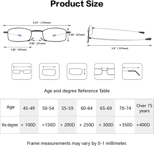 Vista 2 de Paquete de 4 lentes de lectura compactos, con bolsillo, plegables, para mujeres y hombres
