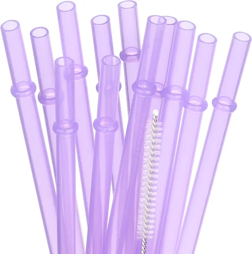 Vista 18 de Pajitas de repuesto de plástico reutilizables de color liso de 6 pulgadas para mini tarro de masón, vasos, juego de 12 popotes con cepillo de 12color