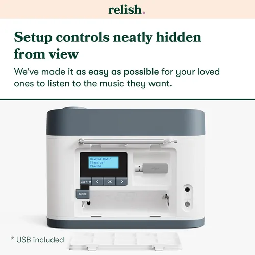 Vista 4 de Relish - Radio FM portátil simple y reproductor de música MP3 para personas mayores, ancianos o con discapacidad visual - Botones grandes, diseño