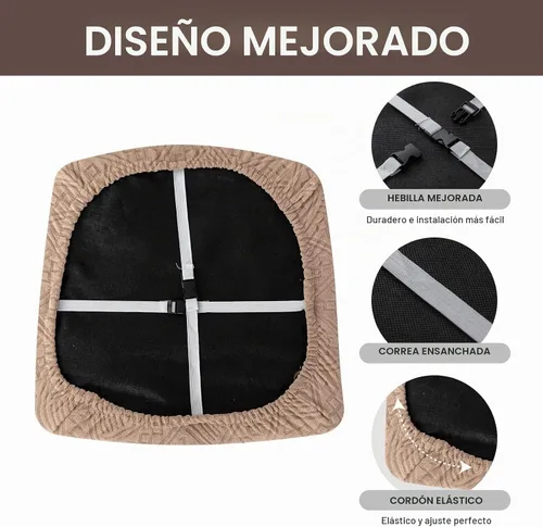 Vista 4 de Genina - Fundas impermeables para asiento de silla de comedor, 4 piezas, fundas elásticas para sillas de comedor, protector de asiento para cocina