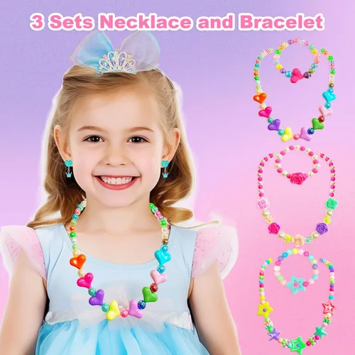 Vista 3 de Conjuntos de joyas para niñas pequeñas, accesorios de vestir, juego de juguete para niños pequeños