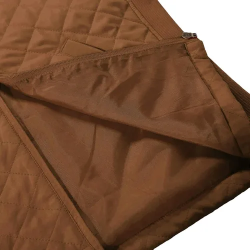 Vista 4 de Bienzoe Chaleco liviano sin mangas, acolchado, con cierre, casual, para mujeres con laterales elásticos.