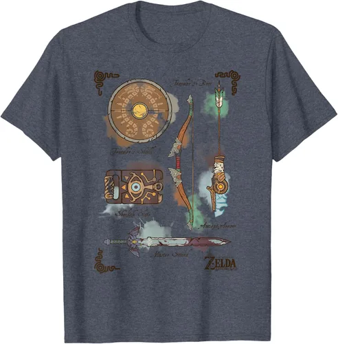 Vista 37 de Zelda Breath of The Wild Link Inventory - Camiseta gráfica Gris Oscuro