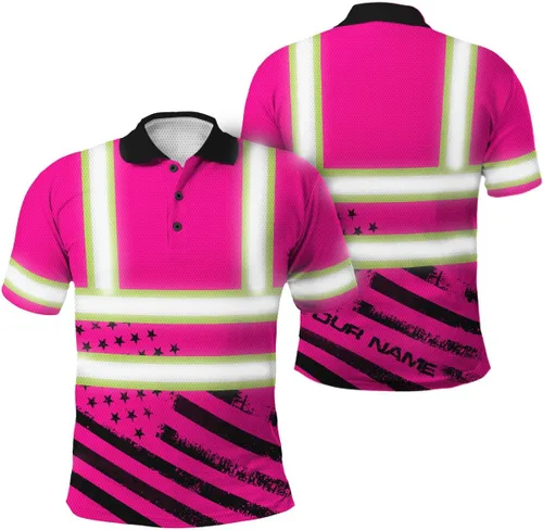 Vista 31 de Polo reflectante con bandera de camuflaje de alta visibilidad para hombres y mujeres, polo de seguridad para trabajo, patriótico