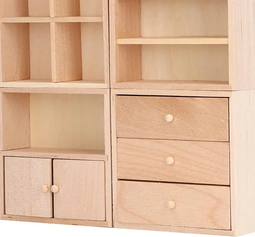 Vista 7 de Juego de 4 gabinetes de casa de muñecas de 1/12, diseño simple, práctico y realista en miniatura, casa de muñecas