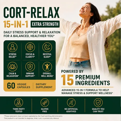 Vista 3 de Suplementos de cortisol súper calmados para mujeres y hombres con glicinato de magnesio, Ashwagandha, L-teanina, fosfatidilserina, ginkgo y melena