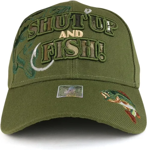 Vista 7 de Shut Up and Fish con Bass y Hook Gorra de béisbol estructurada bordada