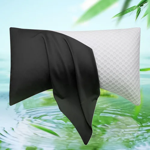Vista 8 de Funda de almohada curvada para dormir de lado refrescante, tamaño Queen, 1 paquete de 20 x 30 pulgadas, color azul aguamarina Rayon Derived from