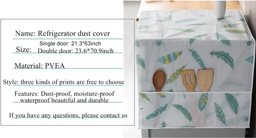 Vista 3 de Cubierta a prueba de polvo para nevera, lavadora, material PEVA, impermeable, con bolsillos de almacenamiento, bolsas para nevera, cubiertas Flores 1