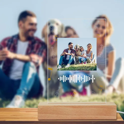Vista 8 de Placa de arte musical personalizada con luz nocturna escaneable, cubierta de álbum de fotos, lámpara LED, regalo personalizado para el día