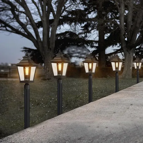 Vista 6 de Luces de poste grandes para exteriores, lámpara de poste con acabado negro, impermeable y antioxidante, moderna iluminación exterior de pilar